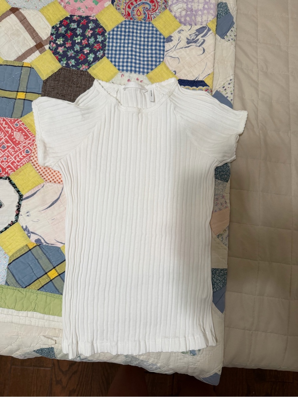 Helmut Lang White Ribbed Short-Sleeve Knit Top